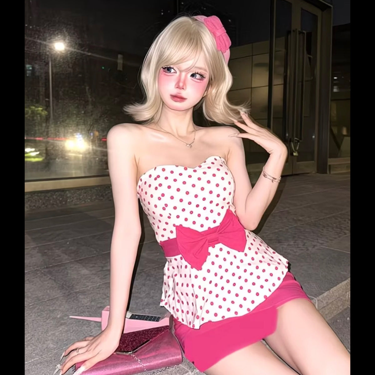 Y2K Barbie Mini Skirt Set